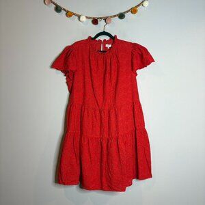 Crown & Ivy red embroidered eyelet mini dress